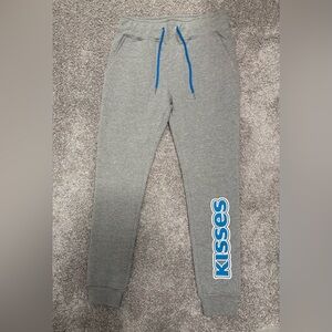 Kisses Women's Gray Joggers with Blue Detailing